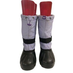 Kamik Youth Size 4 Purple Black Waterproof lined Adjustable Strap Snow Boots